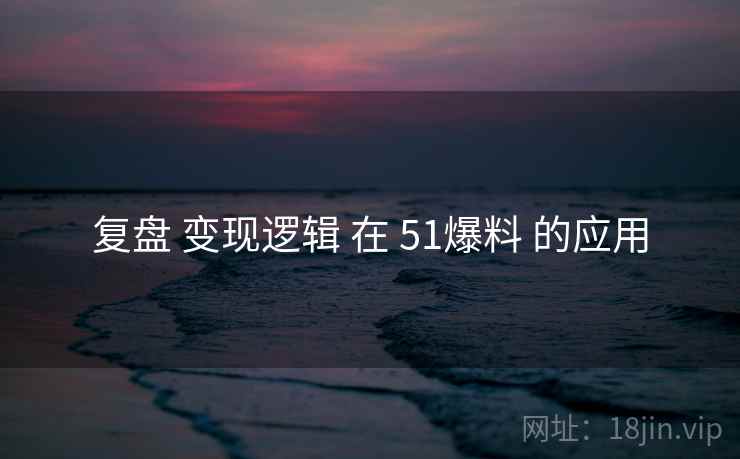 复盘 变现逻辑 在 51爆料 的应用